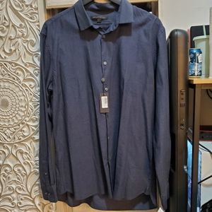 NWT John Varvatos Navy Dot Button Up Men's Shirt *Sz L*